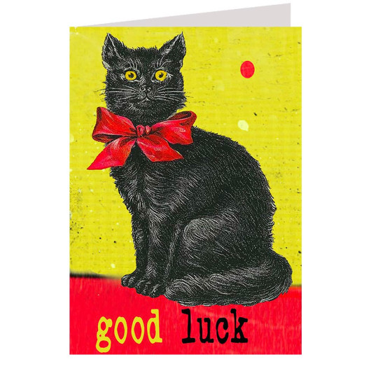 Black Cat with Red Bow Card ~ England